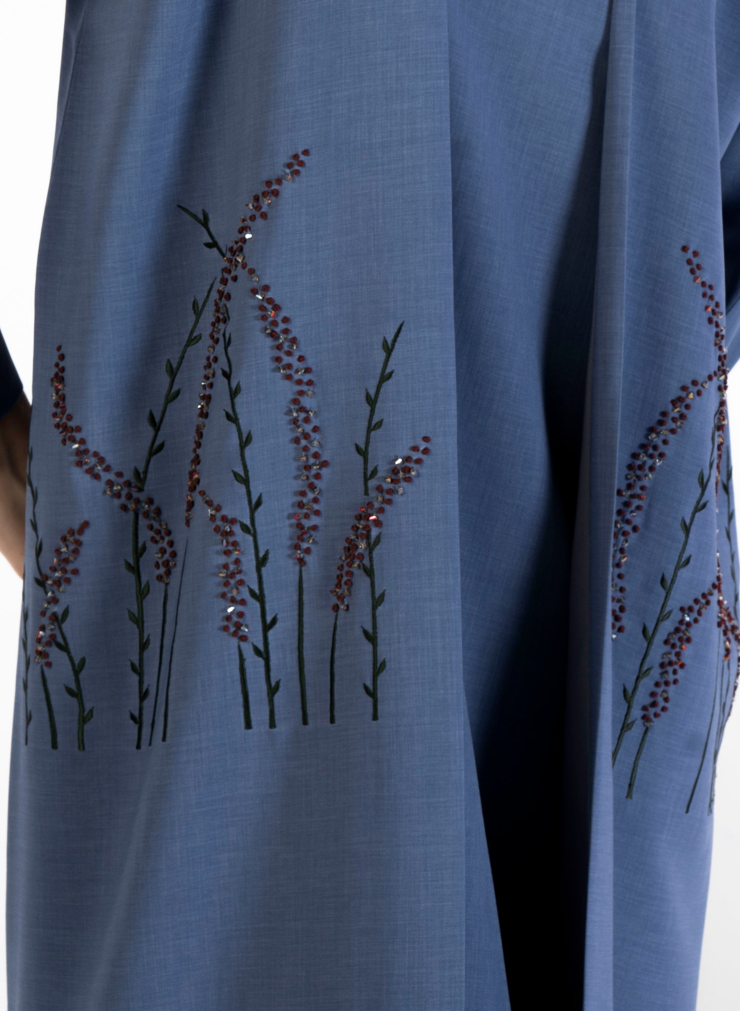 Floral embroidery and bead work on front