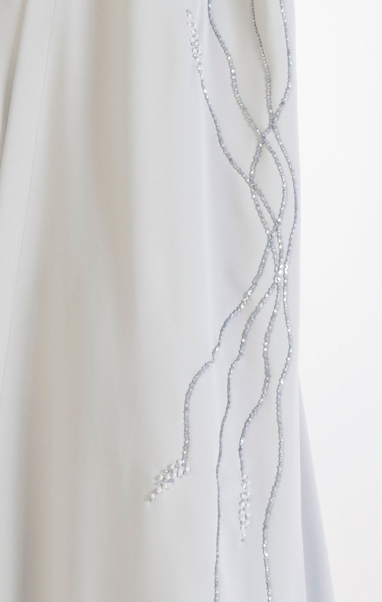 Floral embroidery on sides of grey abaya for women