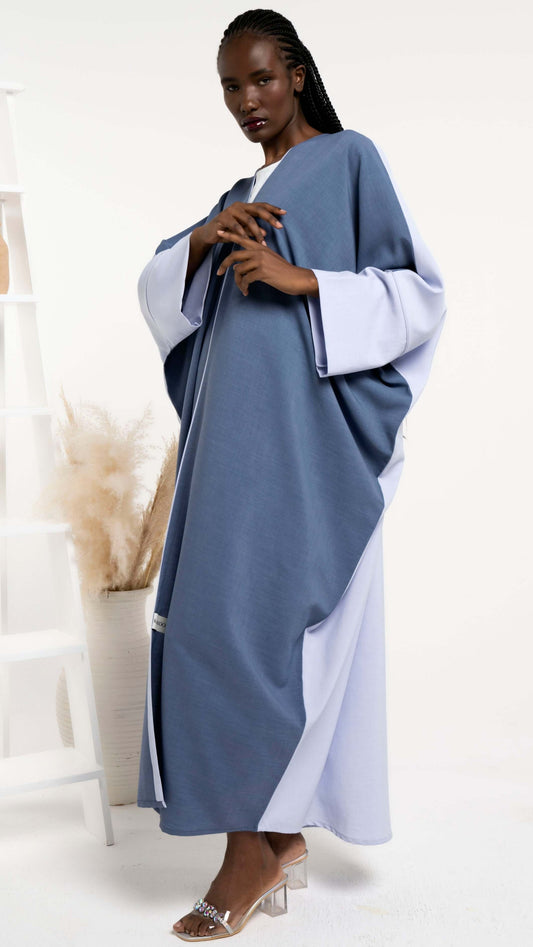 Girl wearing color block abaya