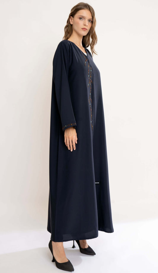 Blue Floral Handwork Detailing On Front Line