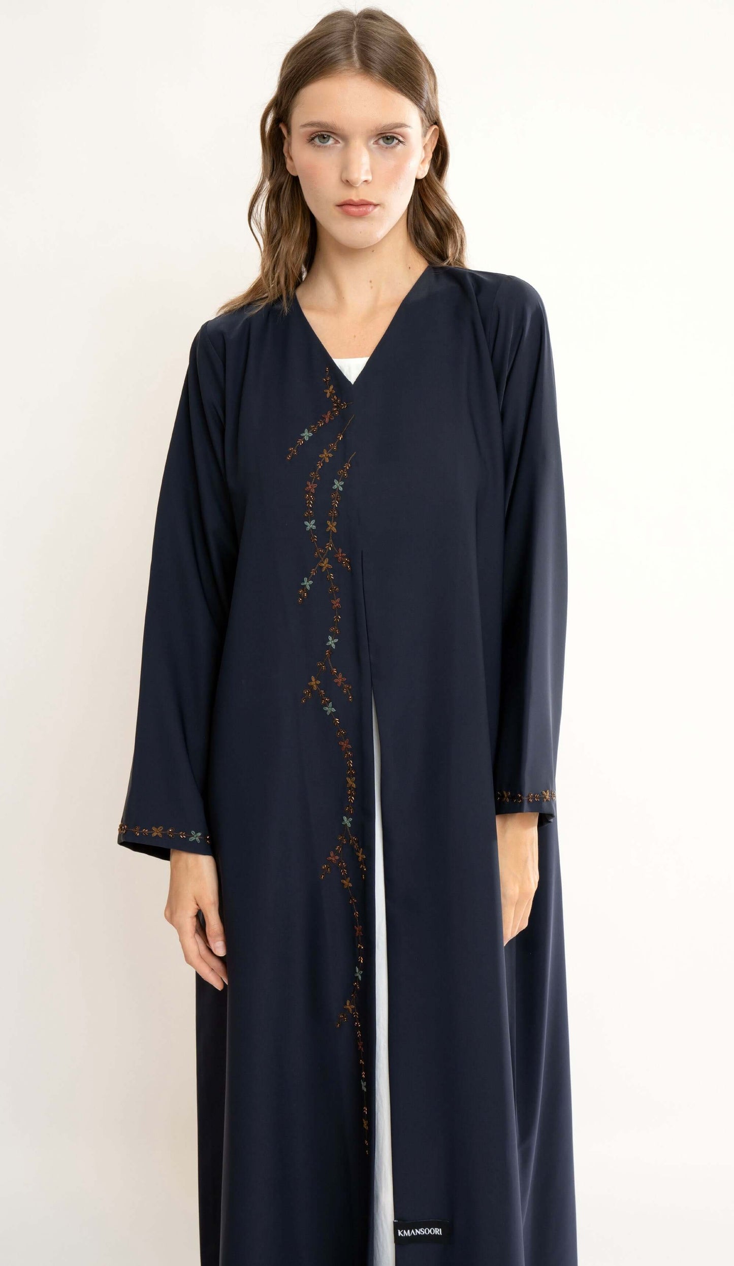 Blue Floral Handwork Detailing On Front Line