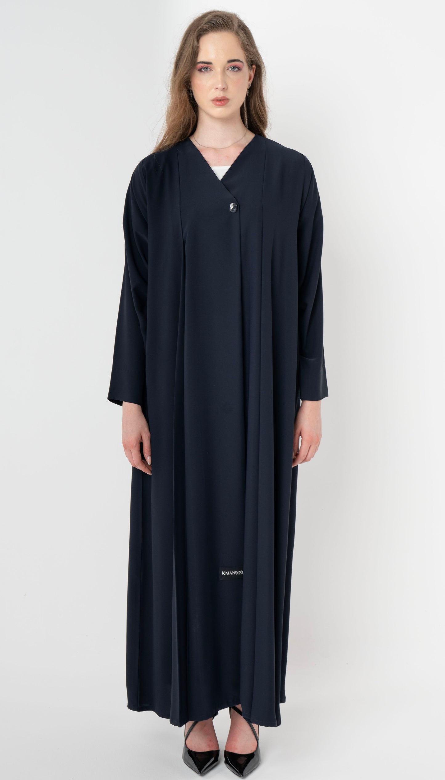Front Folded Buttoned Overlap Abaya