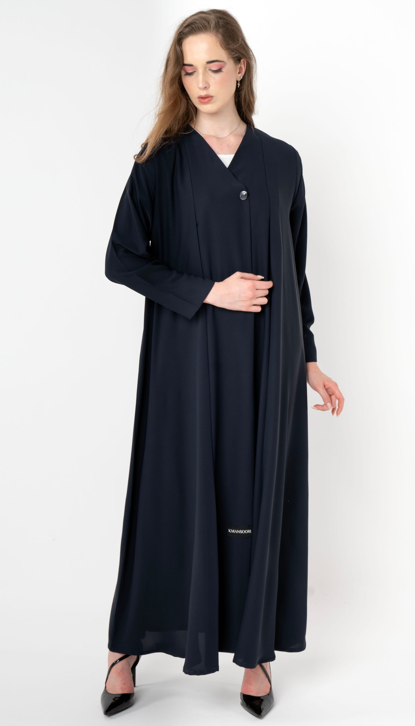 Front Folded Buttoned Overlap Abaya