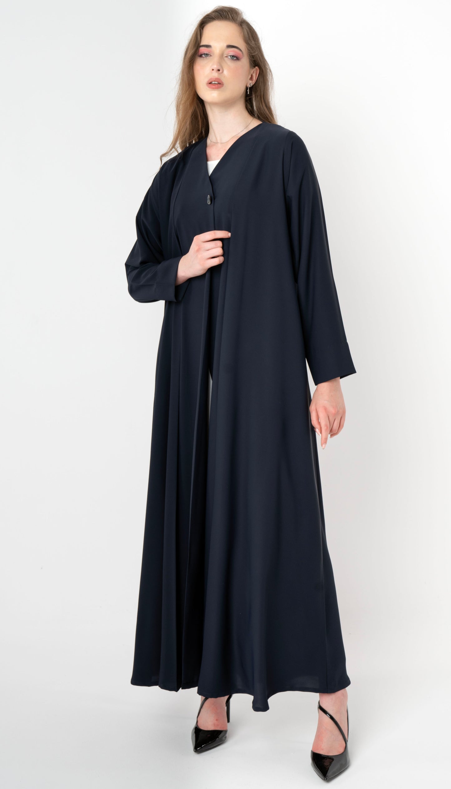 Front Folded Buttoned Overlap Abaya