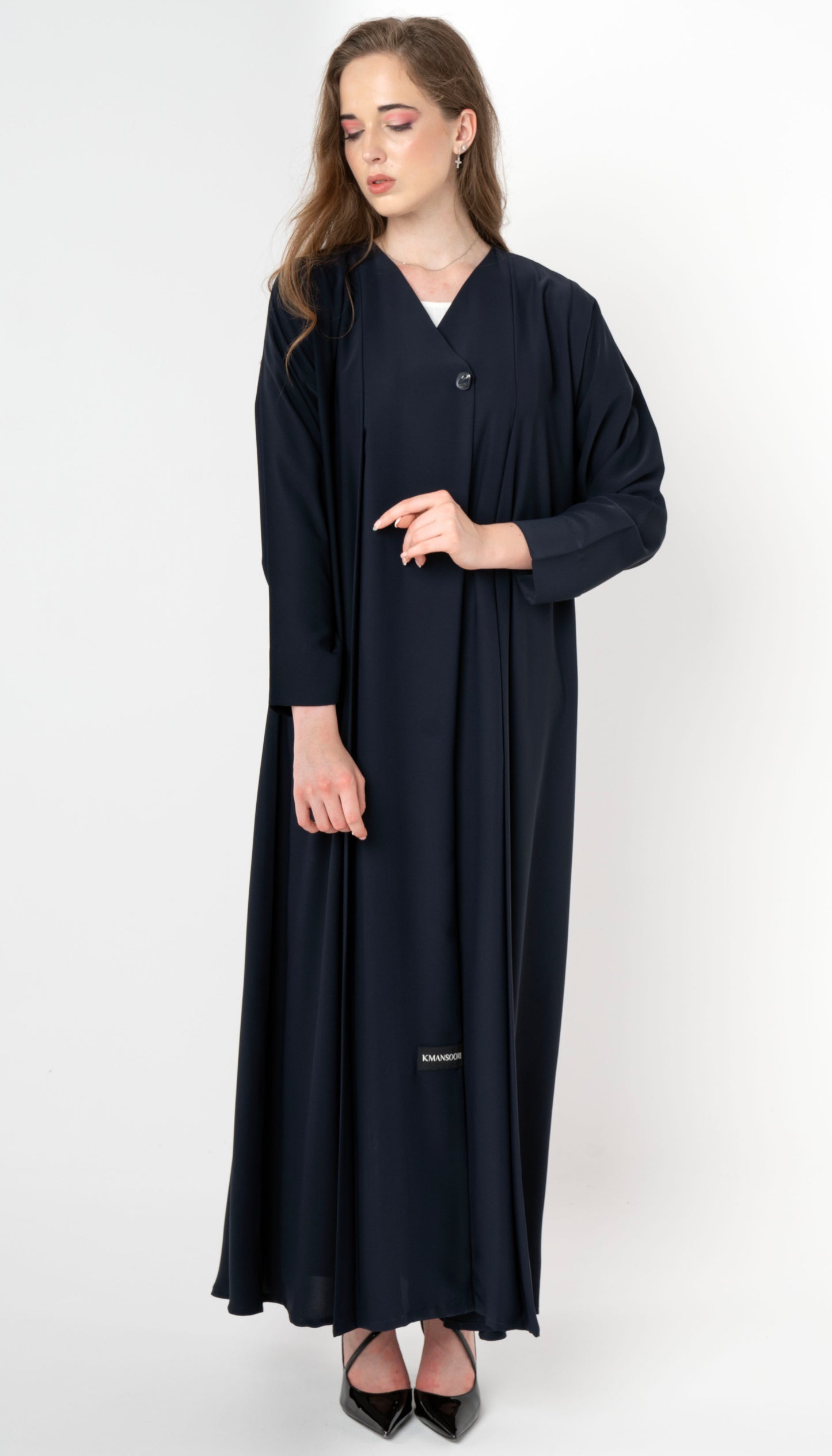 Front Folded Buttoned Overlap Abaya