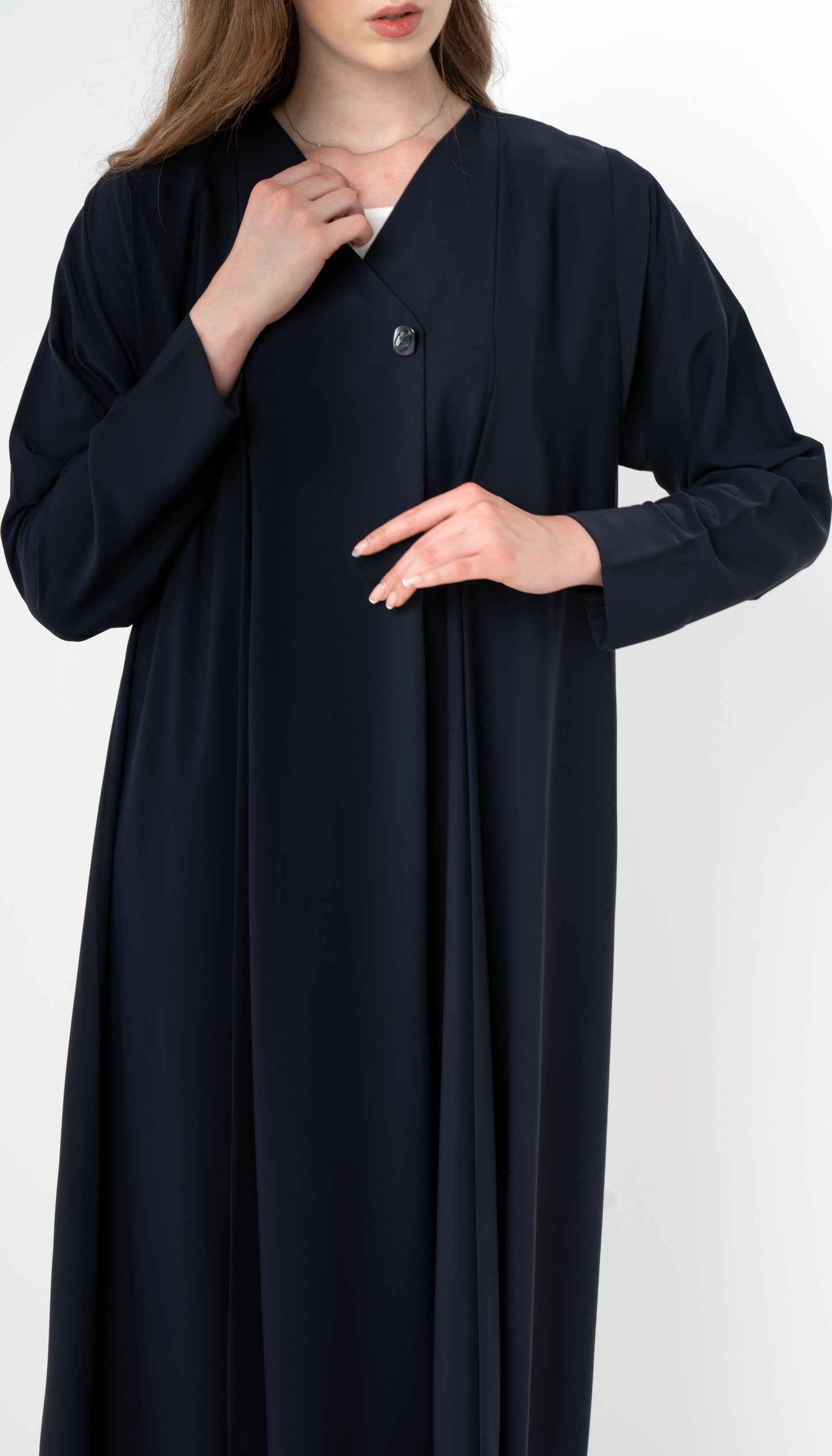 Front Folded Buttoned Overlap Abaya