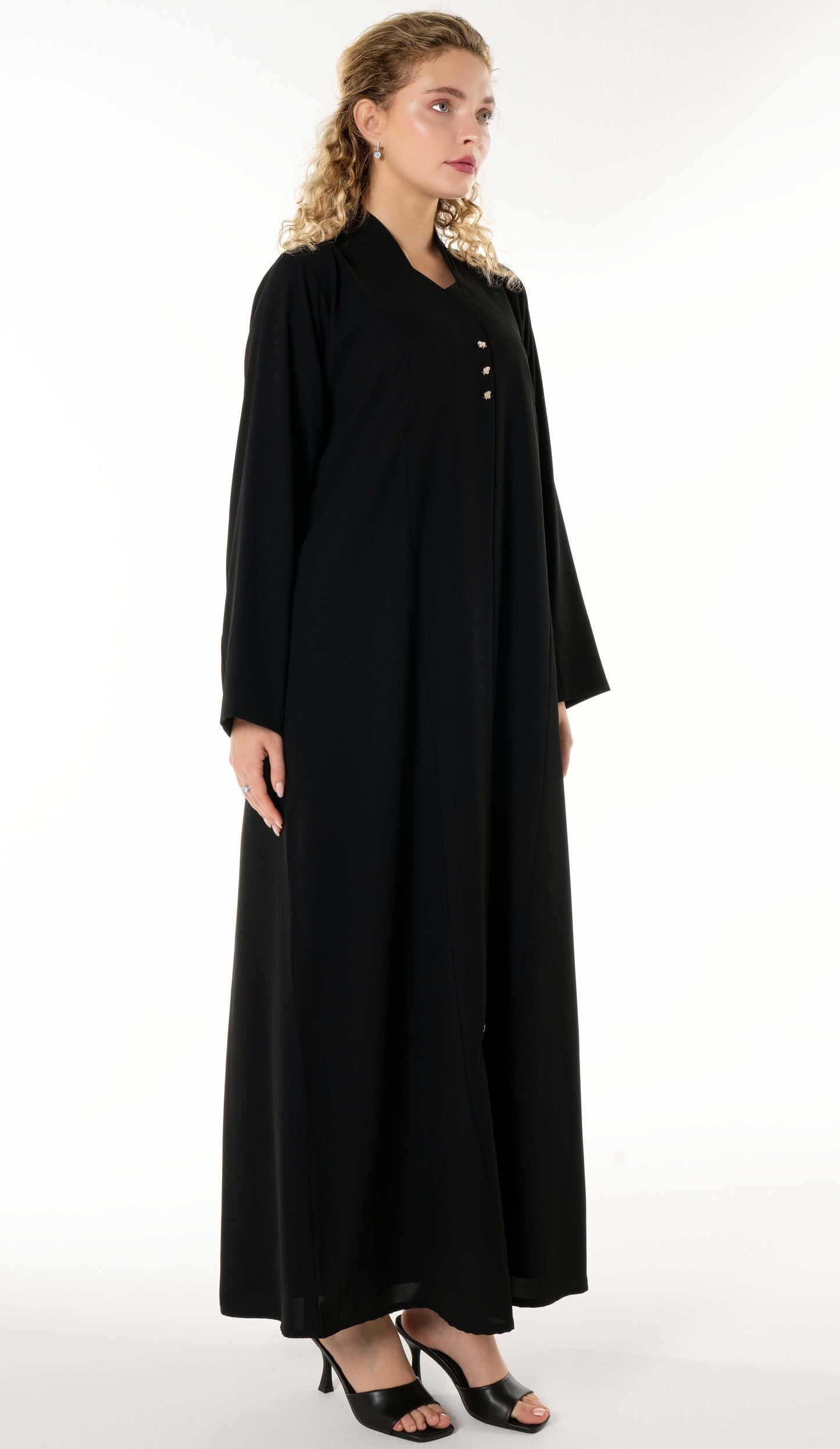 Work Wear Black Abaya Enhanced With Button Detailing