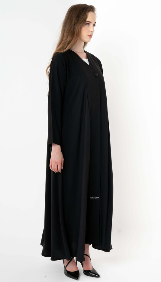 Front Folded Buttoned Overlap Abaya
