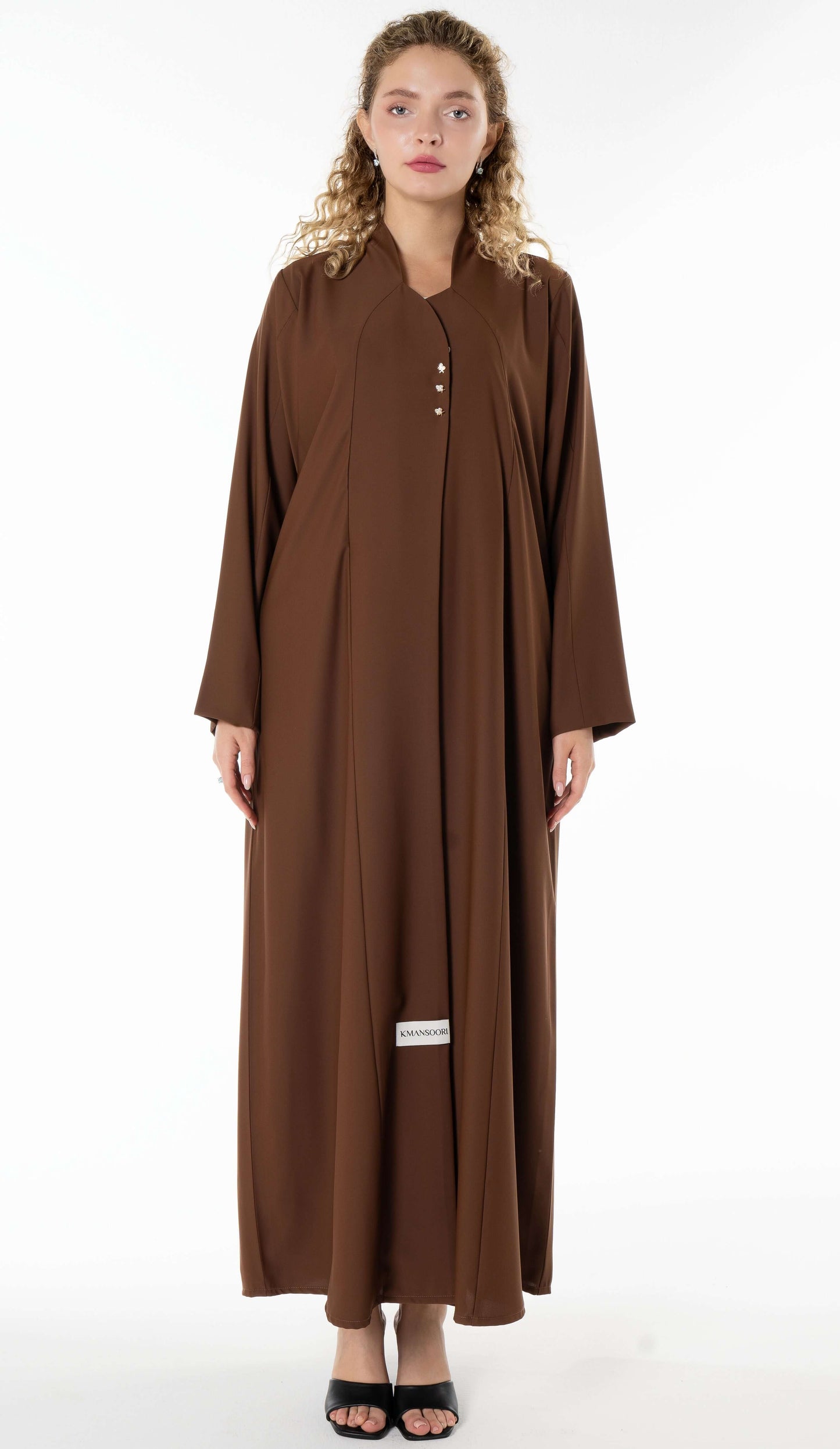 Work Wear Brown Abaya Enhanced With Button Detailing