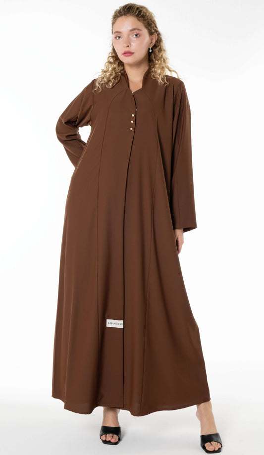 Work Wear Brown Abaya Enhanced With Button Detailing