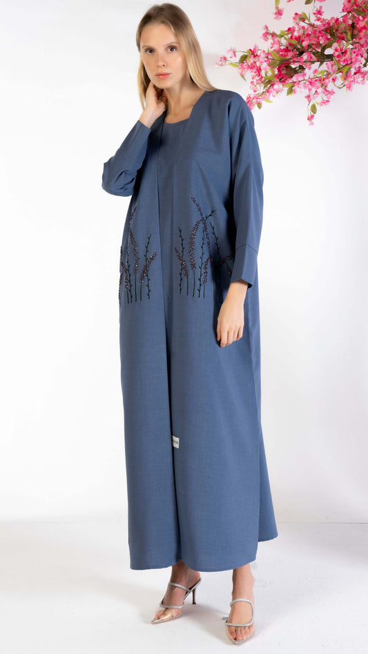 Blue bisht abaya for women