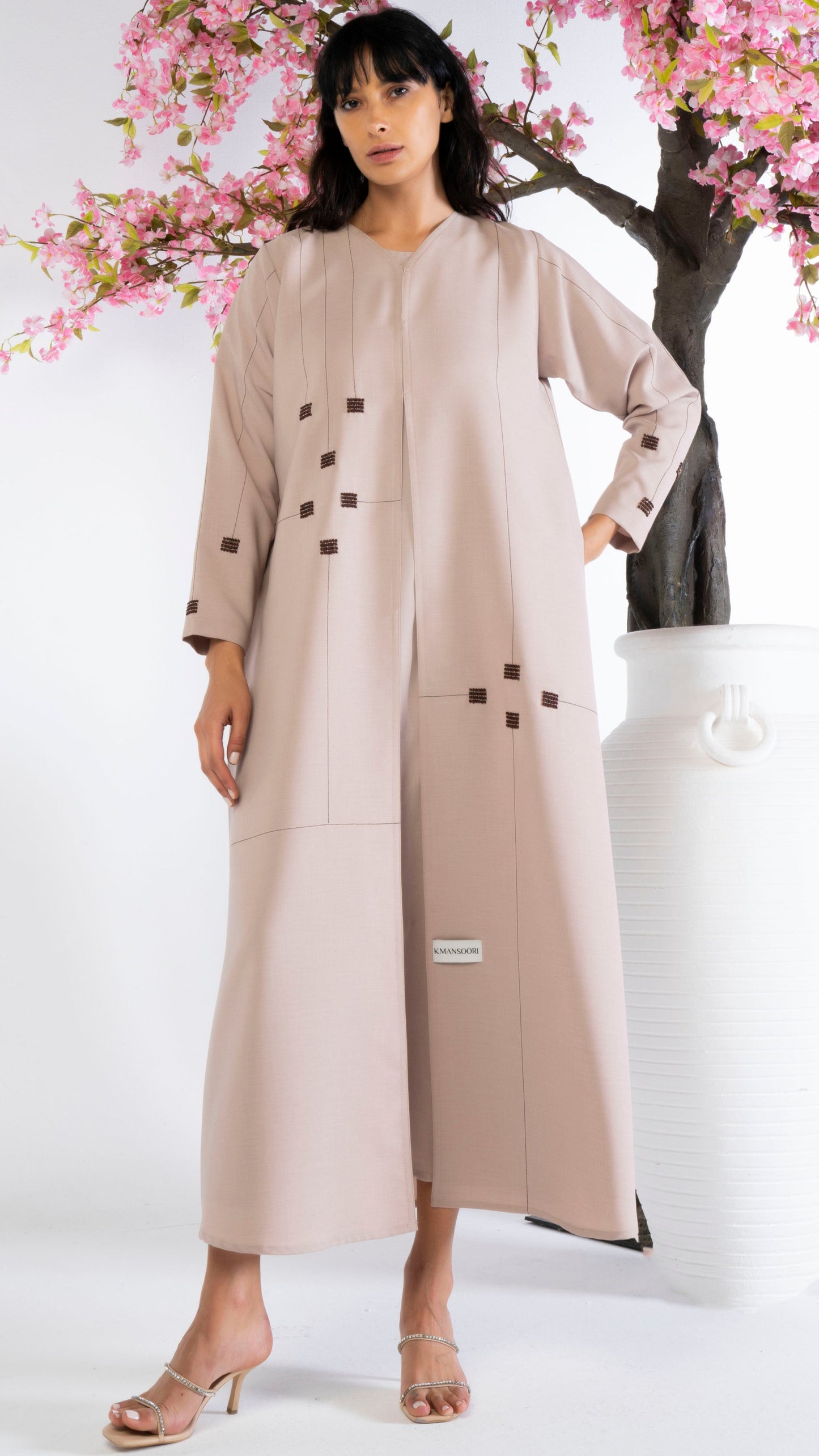 Geometrical Design Abaya With Beadwork Detailing