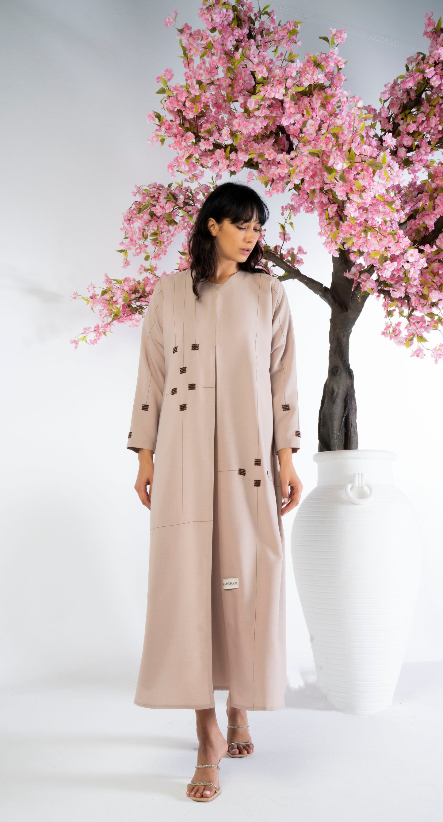 Geometrical Design Abaya With Beadwork Detailing