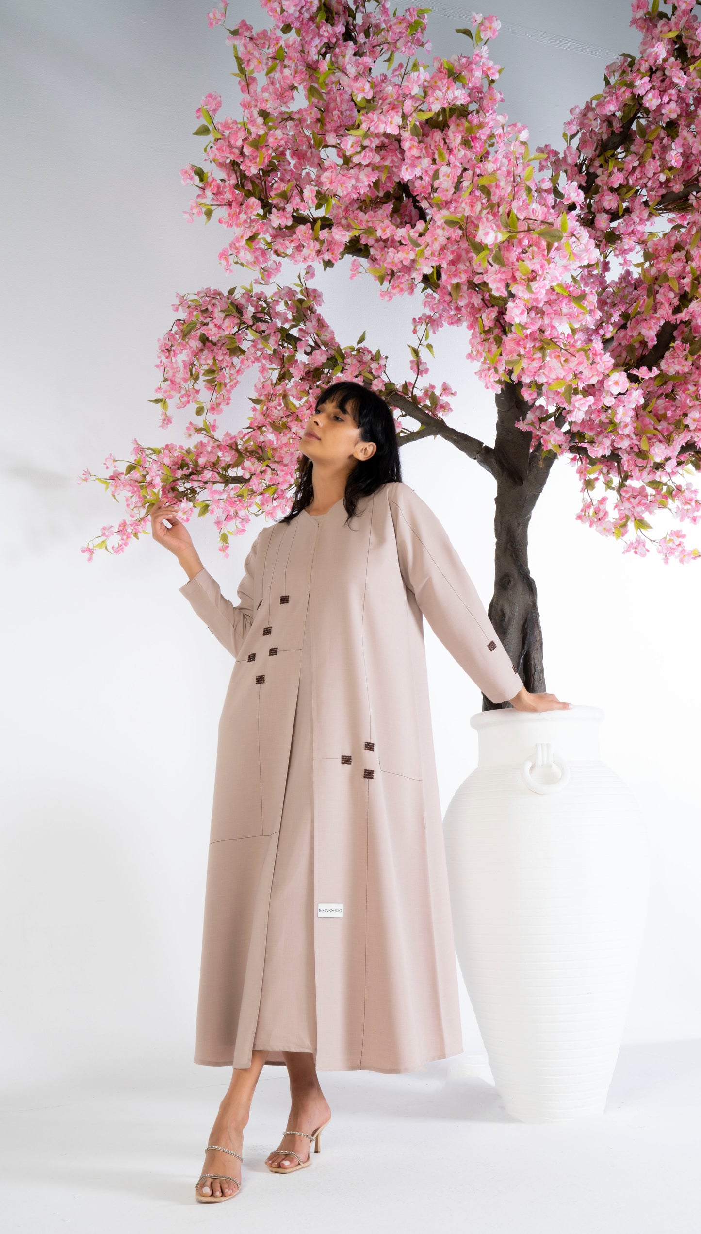 Geometrical Design Abaya With Beadwork Detailing