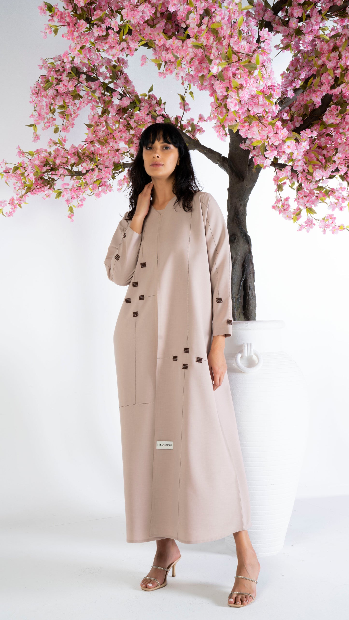 Geometrical Design Abaya With Beadwork Detailing