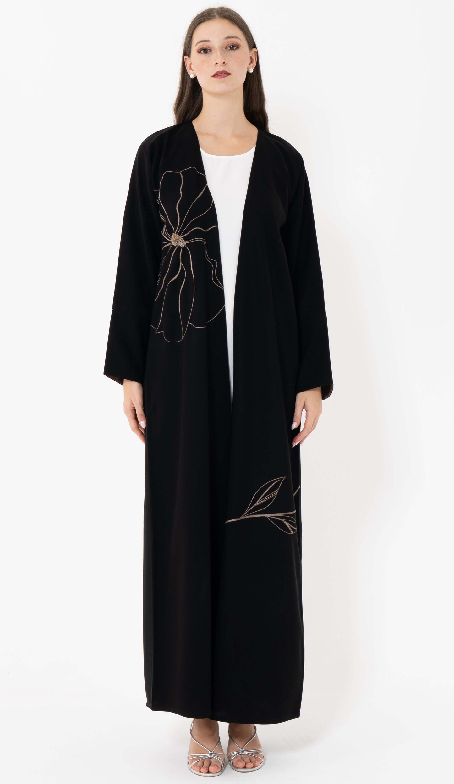 Floral Embroidery With Thread And Bead Embellishment