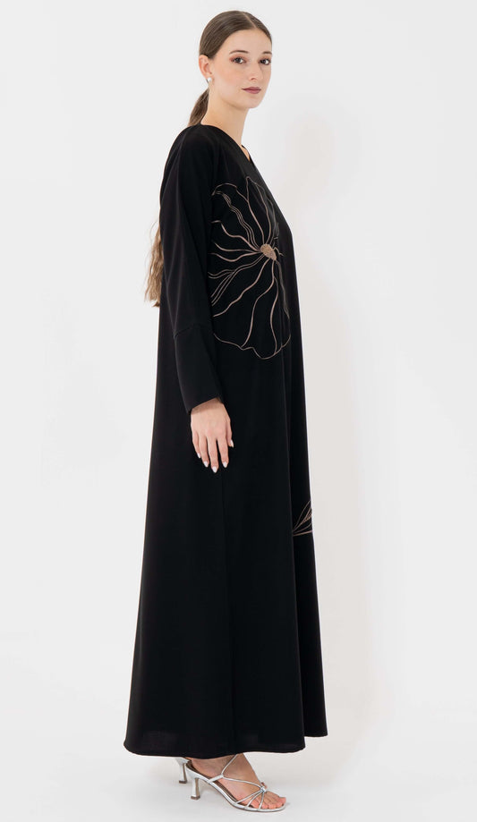 Floral Embroidery With Thread And Bead Embellishment