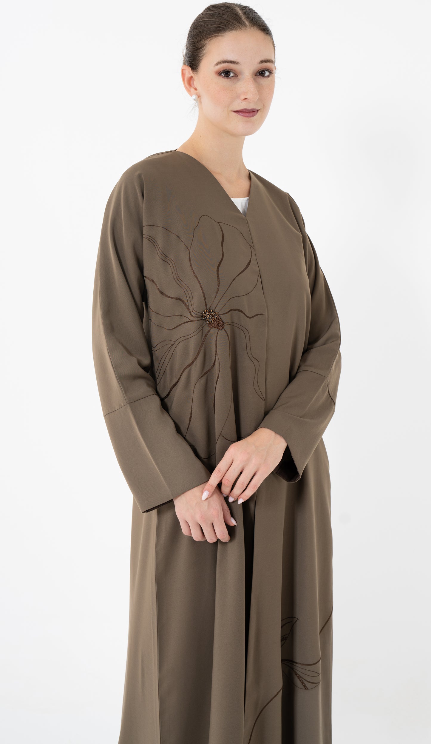 Floral Embroidery With Thread And Bead Embellishment