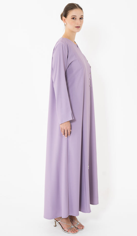 Designed Overlap Abaya With Buttons Detailing
