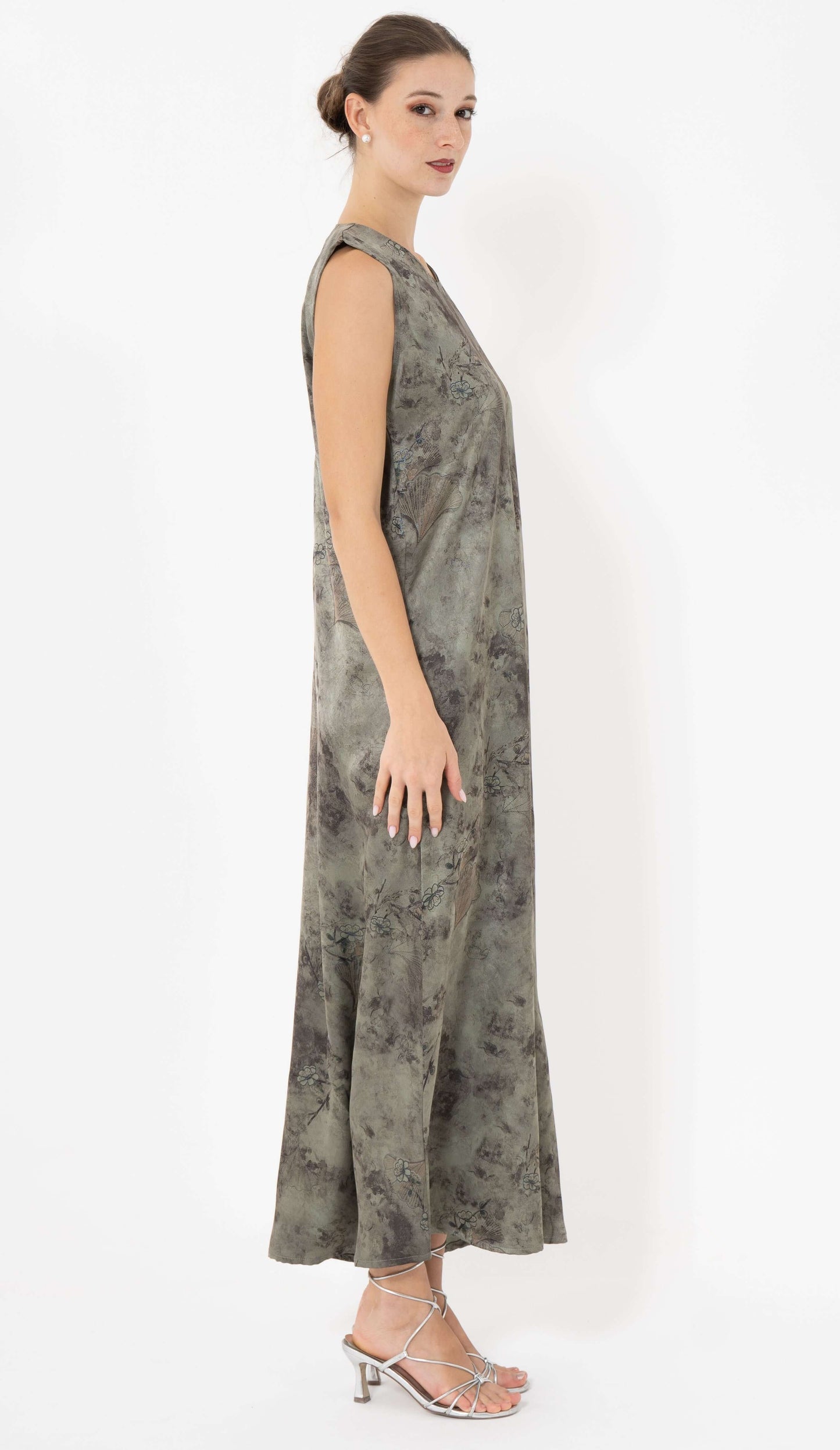 Green Floral Print Casual Wear Inner Dress