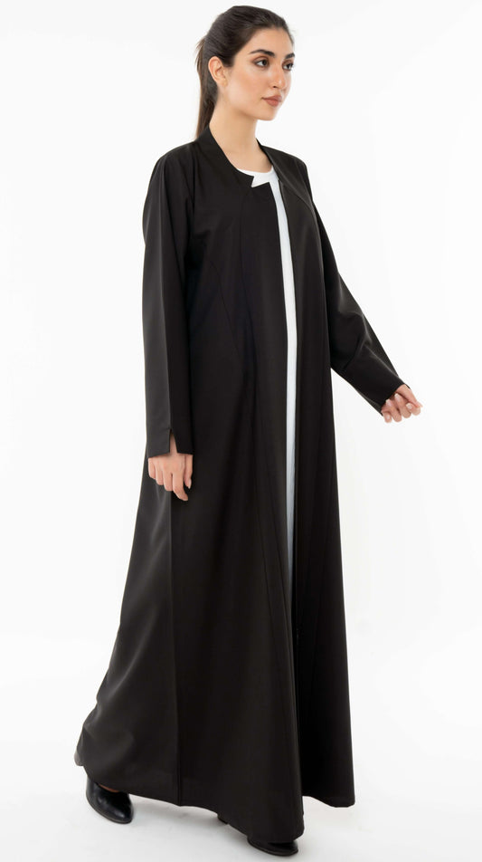 Sada Black Abaya With Curve Cut Design