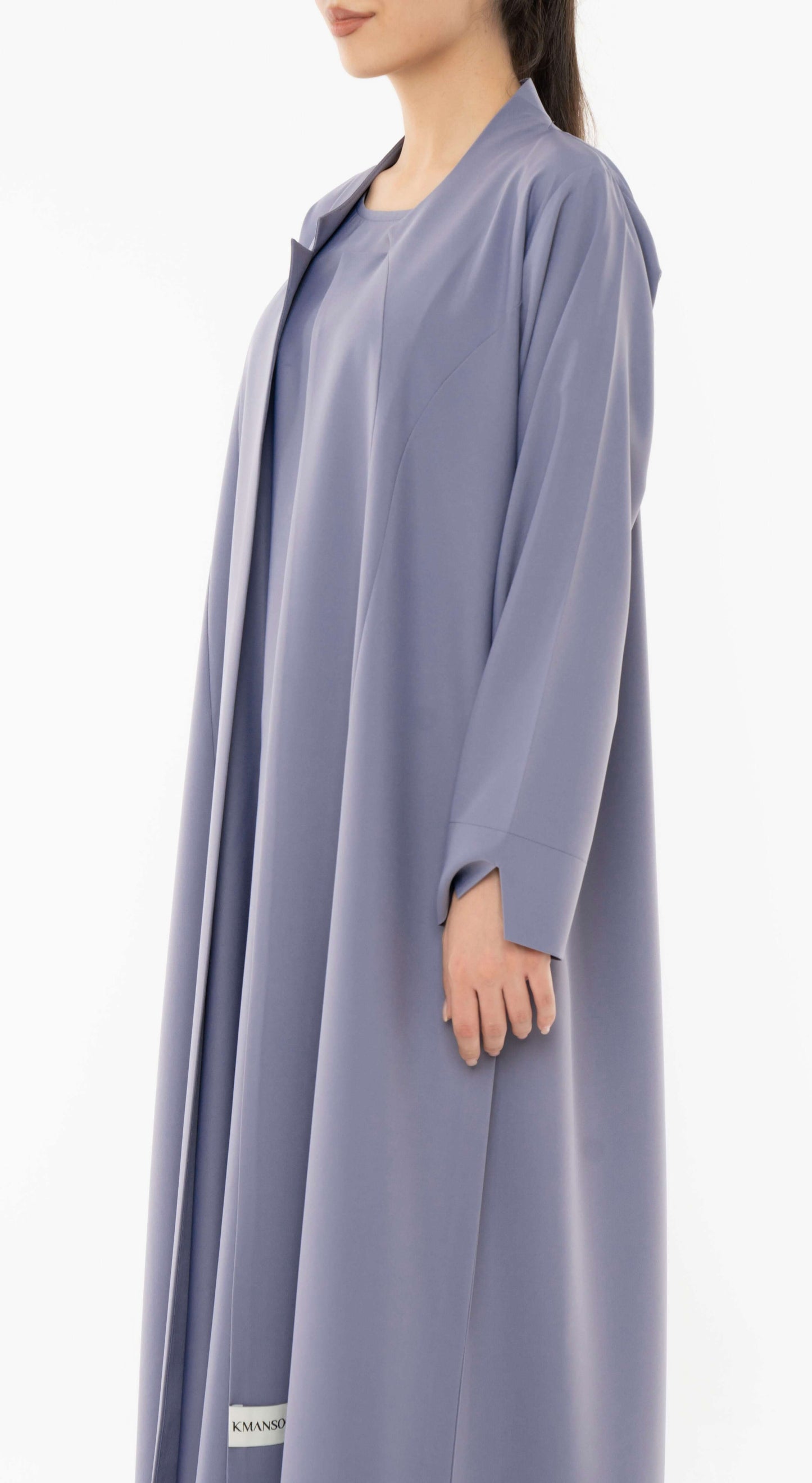 Sada Lilac Abaya With Curve Cut Design