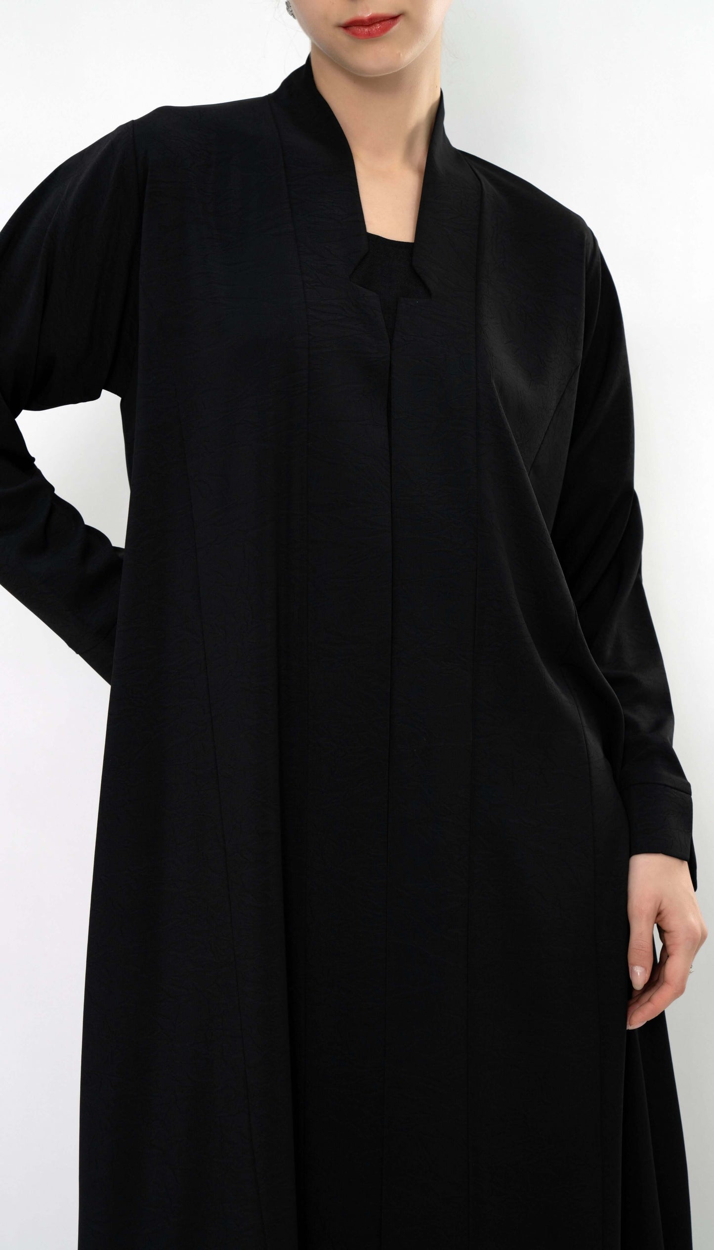 Beautiful High Neck Pattern Black Abaya