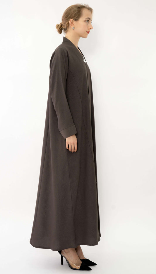 Beautiful High Neck Pattern Brown Abaya