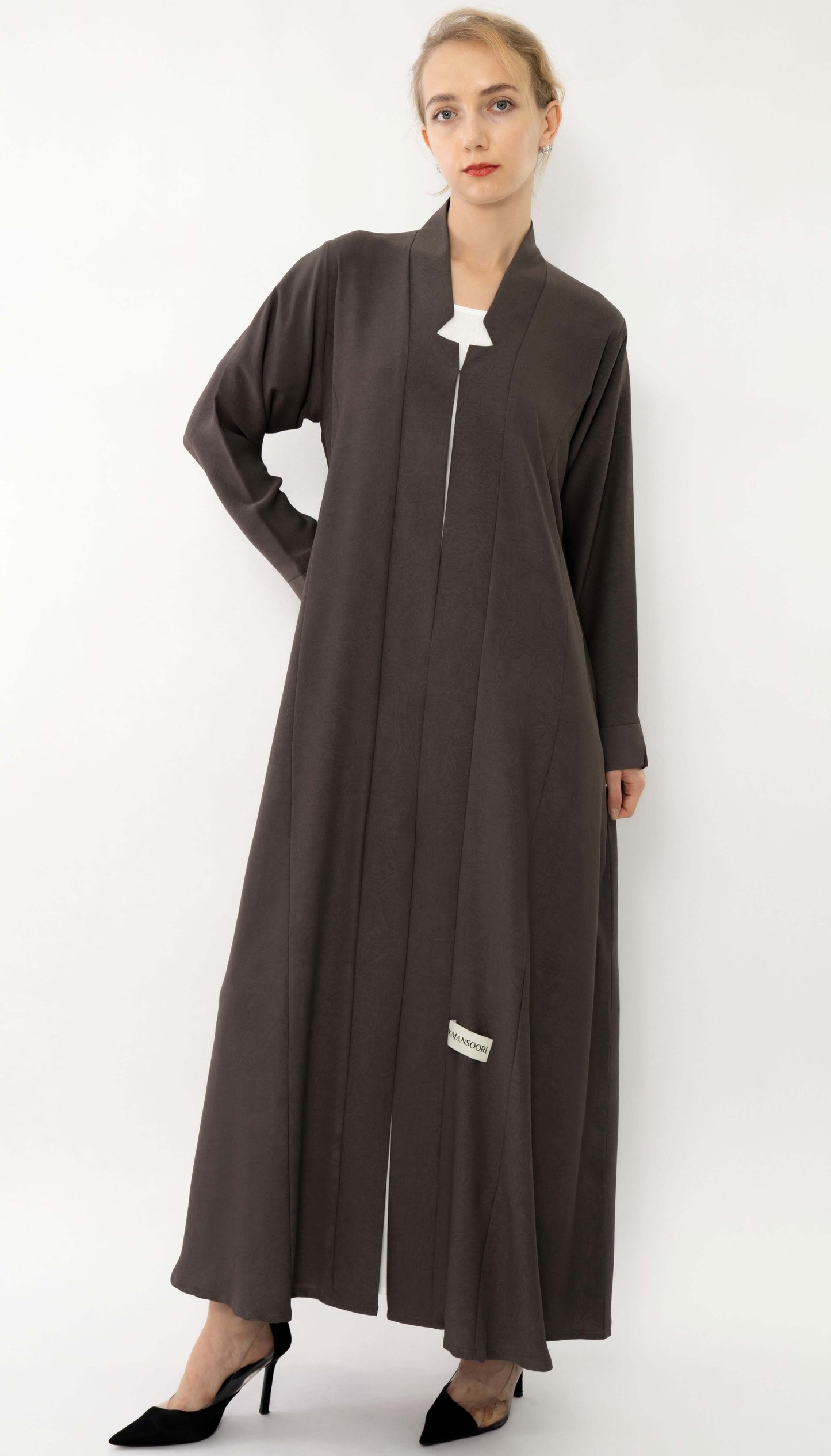 Beautiful High Neck Pattern Brown Abaya