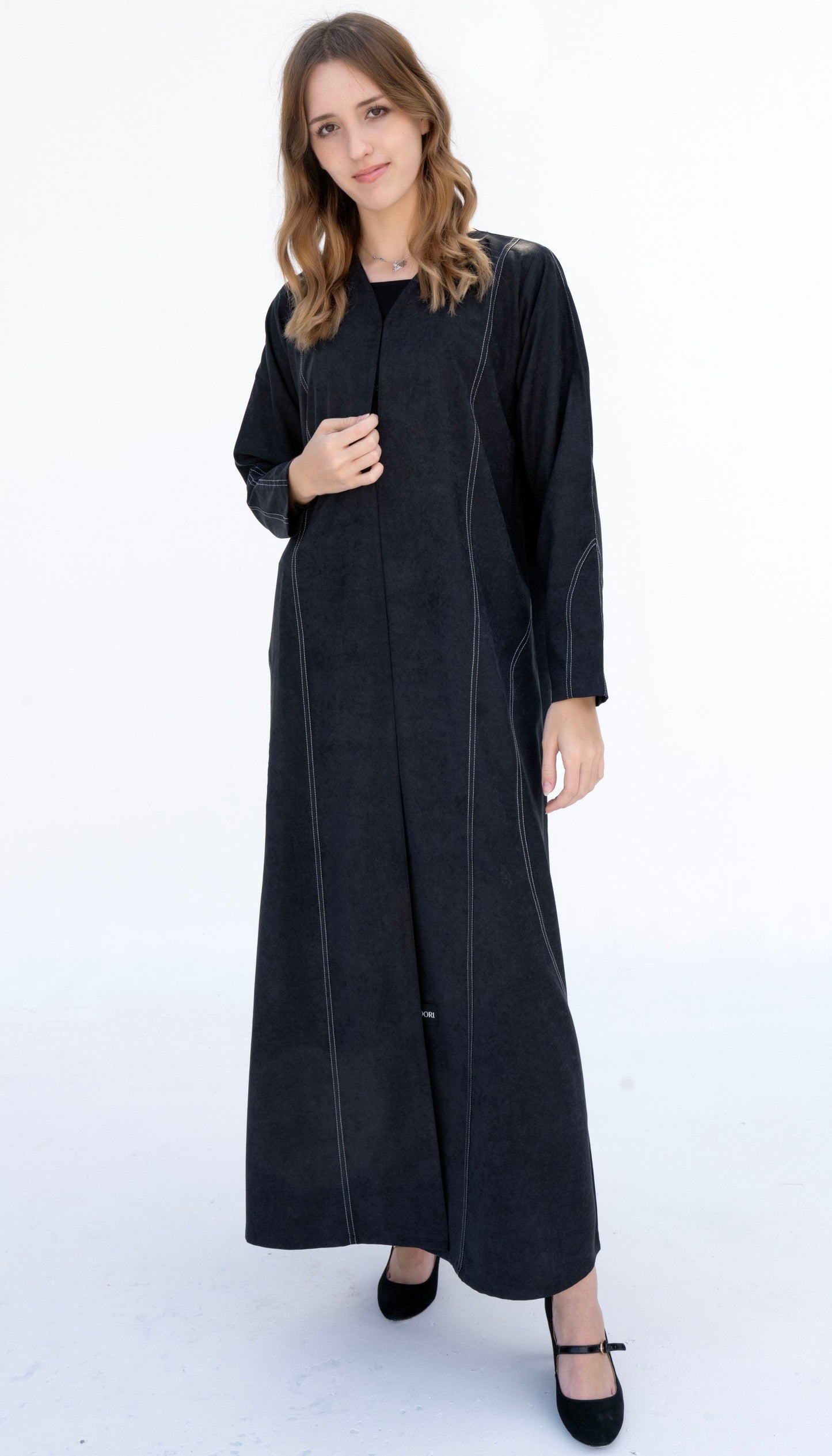 Simple Abaya With Double Stitch Line Design Detailing