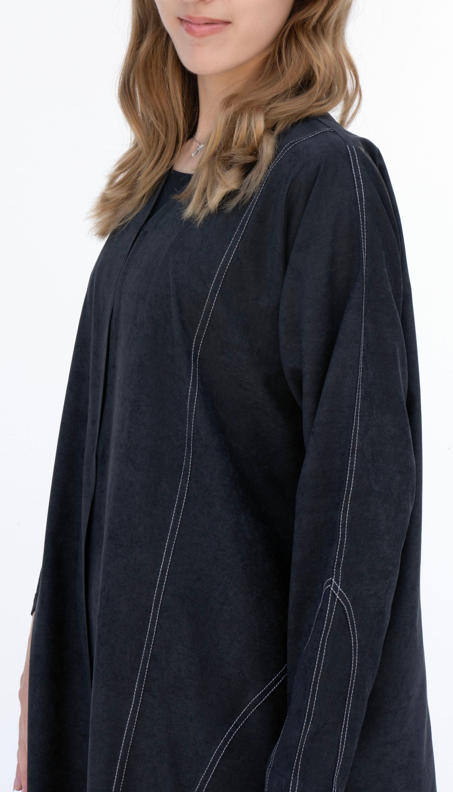 Simple Abaya With Double Stitch Line Design Detailing