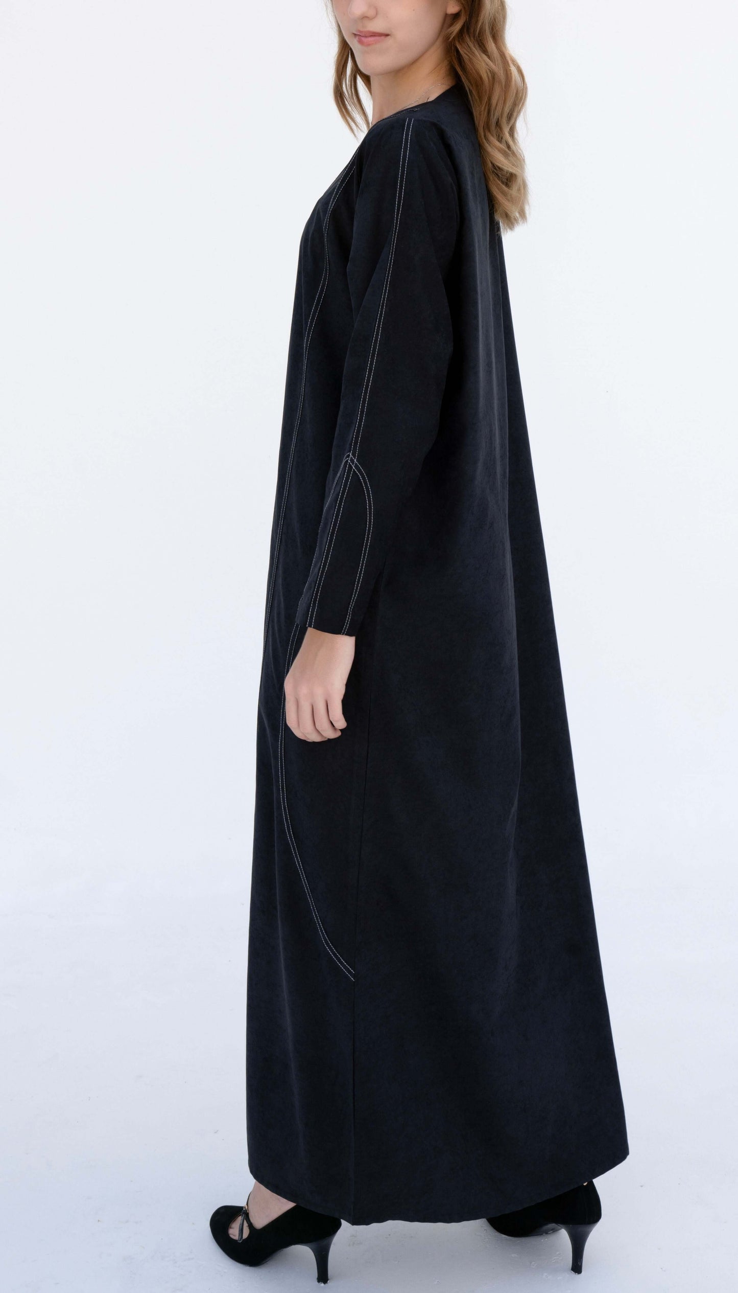 Simple Abaya with Double Stitch Line Detailing