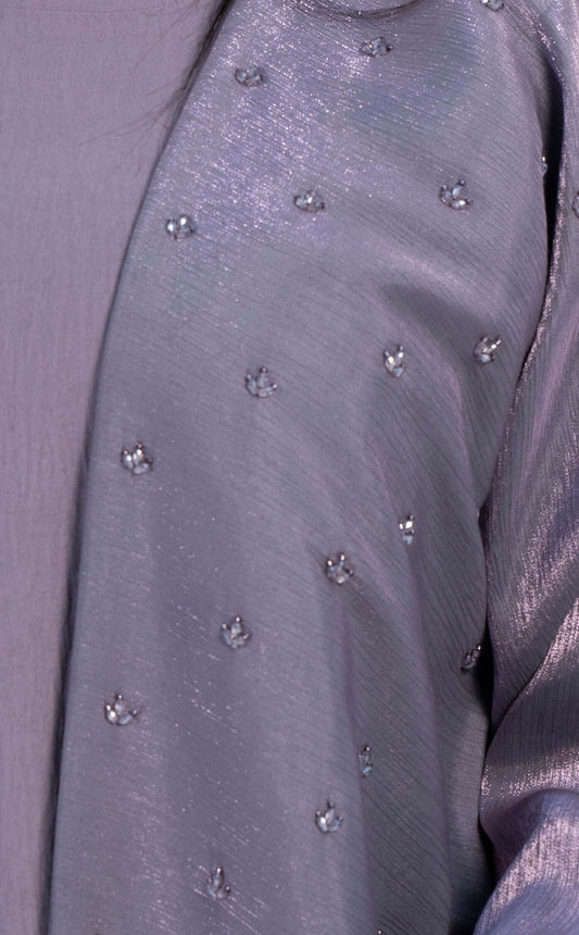 Purple Bisht Abaya with Delicate Embellishments Throughout