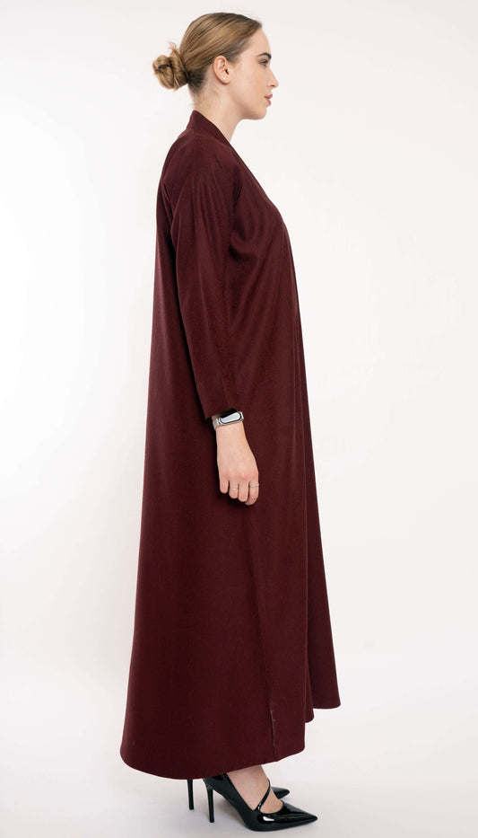 Beautiful Simple High Neck Maroon Abaya