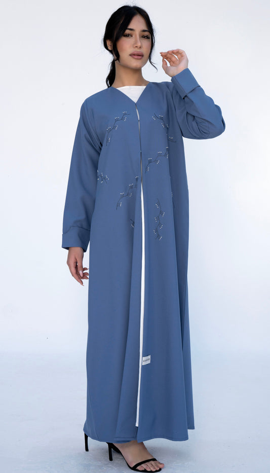 Floral Thread Embroidery On Front And Folded Sleeve Pattern