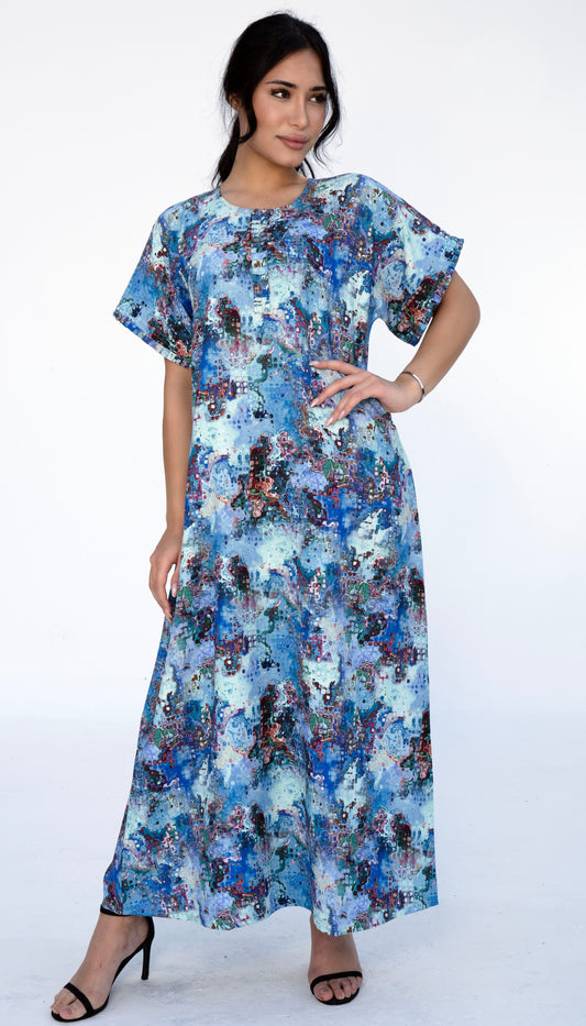 Floral Print Casual Wear With Simple Pleats in Front and Sleeves