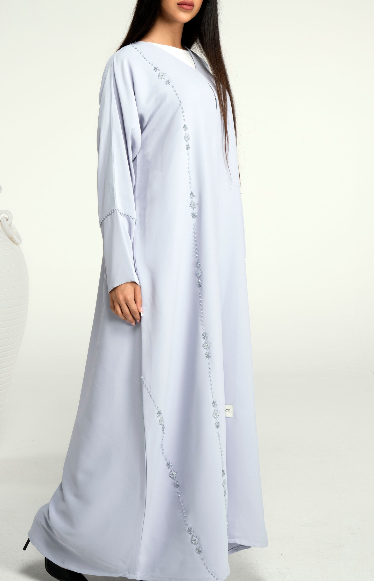 Flower Motif Design Line On Front And Simple Bead Line On Sleeve
