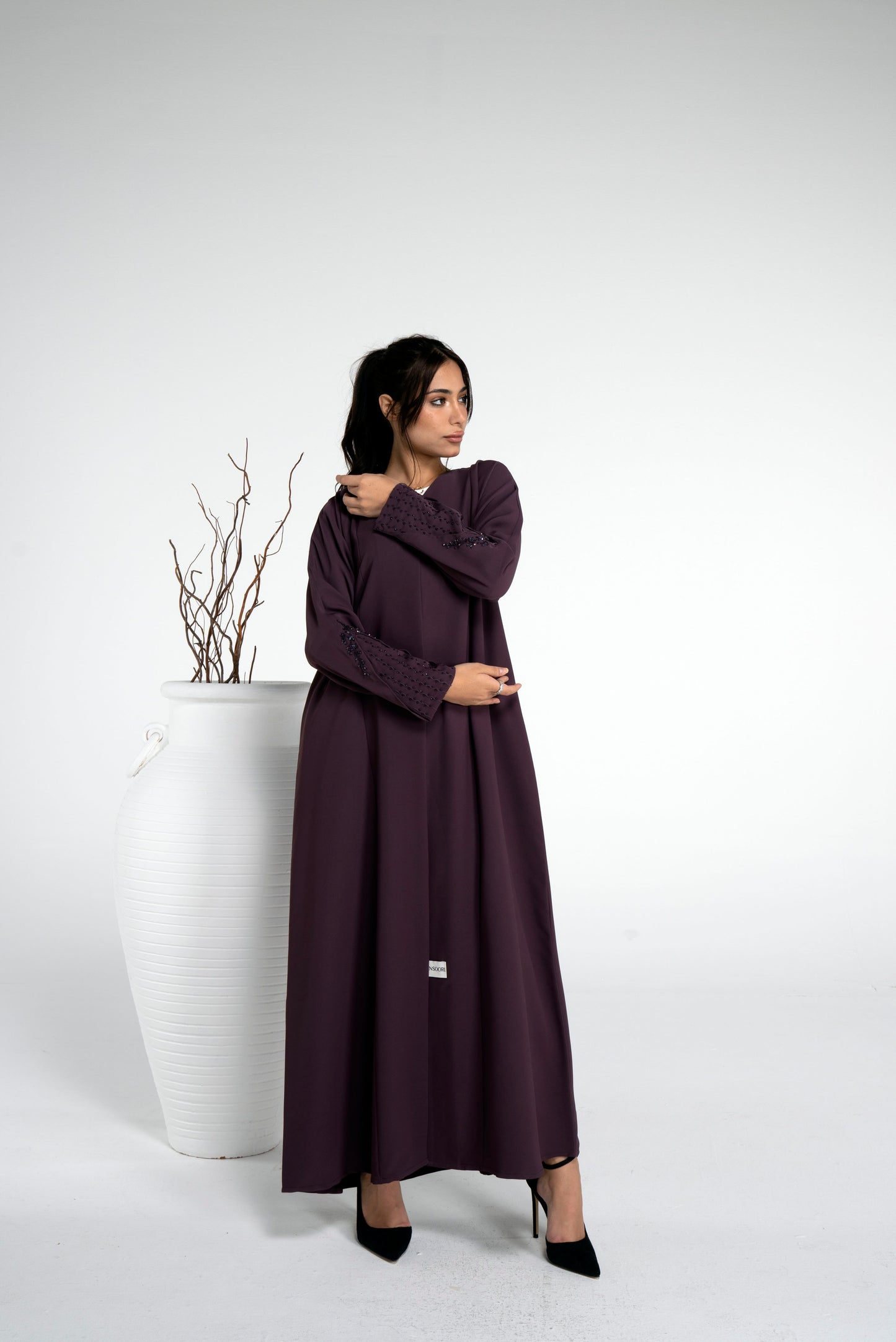 Abaya with bead embellishments for women online in Dubai
