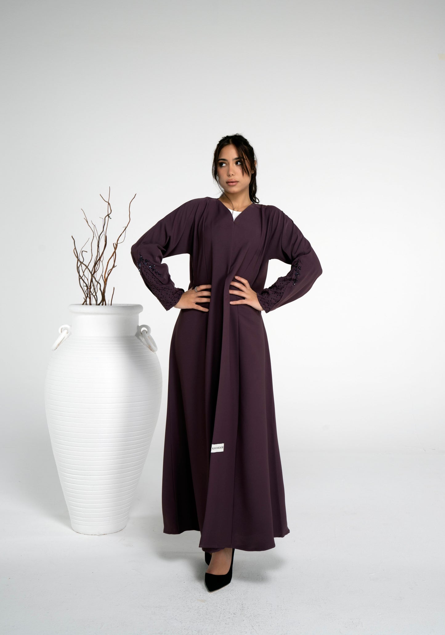 Floral design sleeve abaya