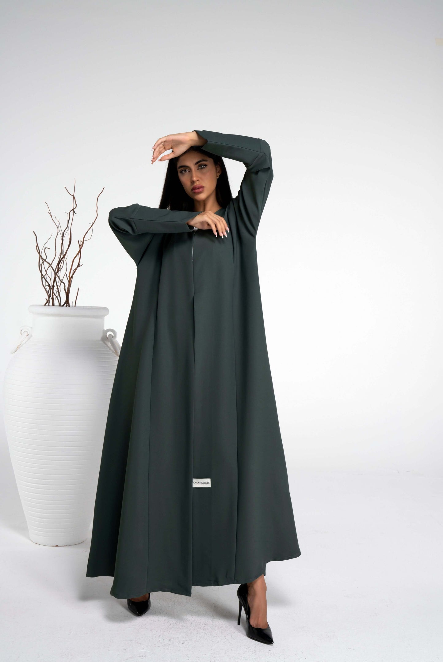 Green abaya with stylish pattern