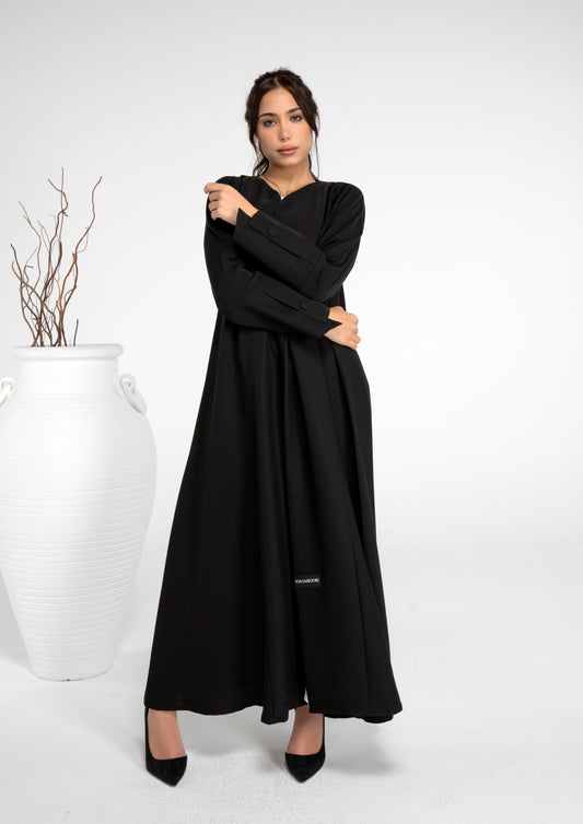 Sada Black Abaya With Stylized Pattern Sleeve