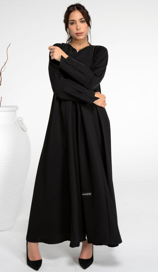 Sada Black Abaya With Stylized Pattern Sleeve