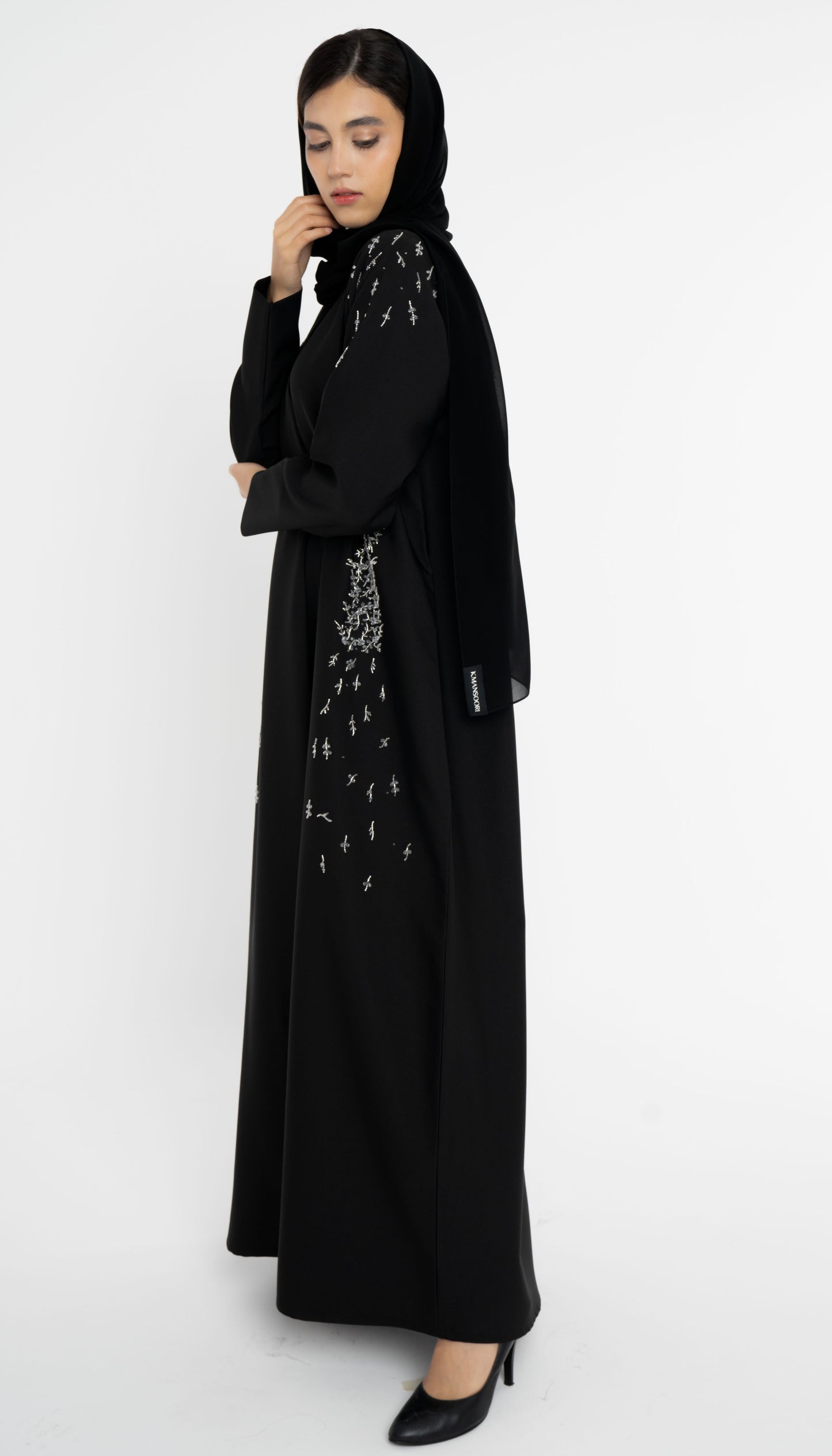 Black Abaya with Embellishments on Sides And Sleeves