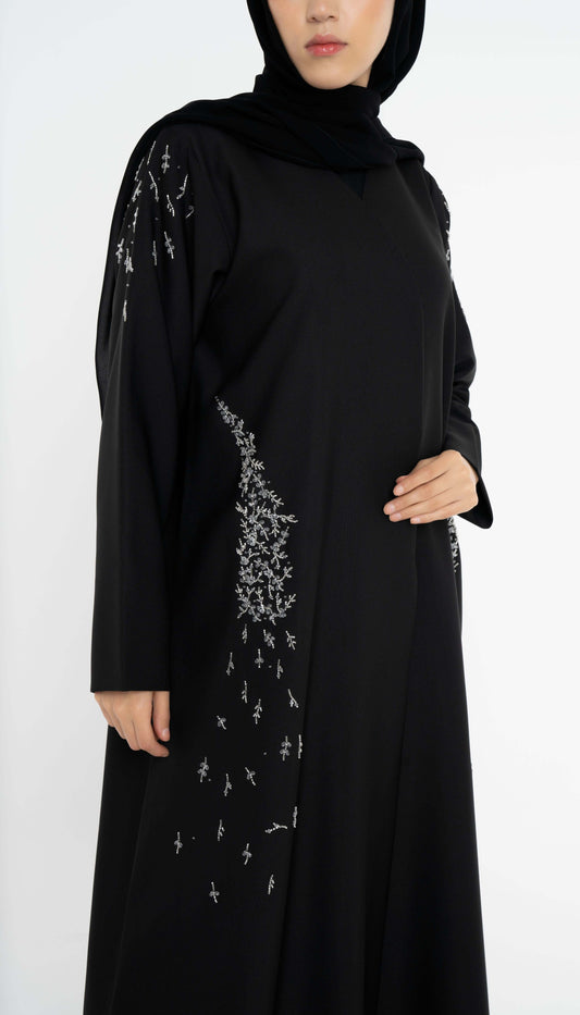 Black Abaya with Embellishments on Sides And Sleeves