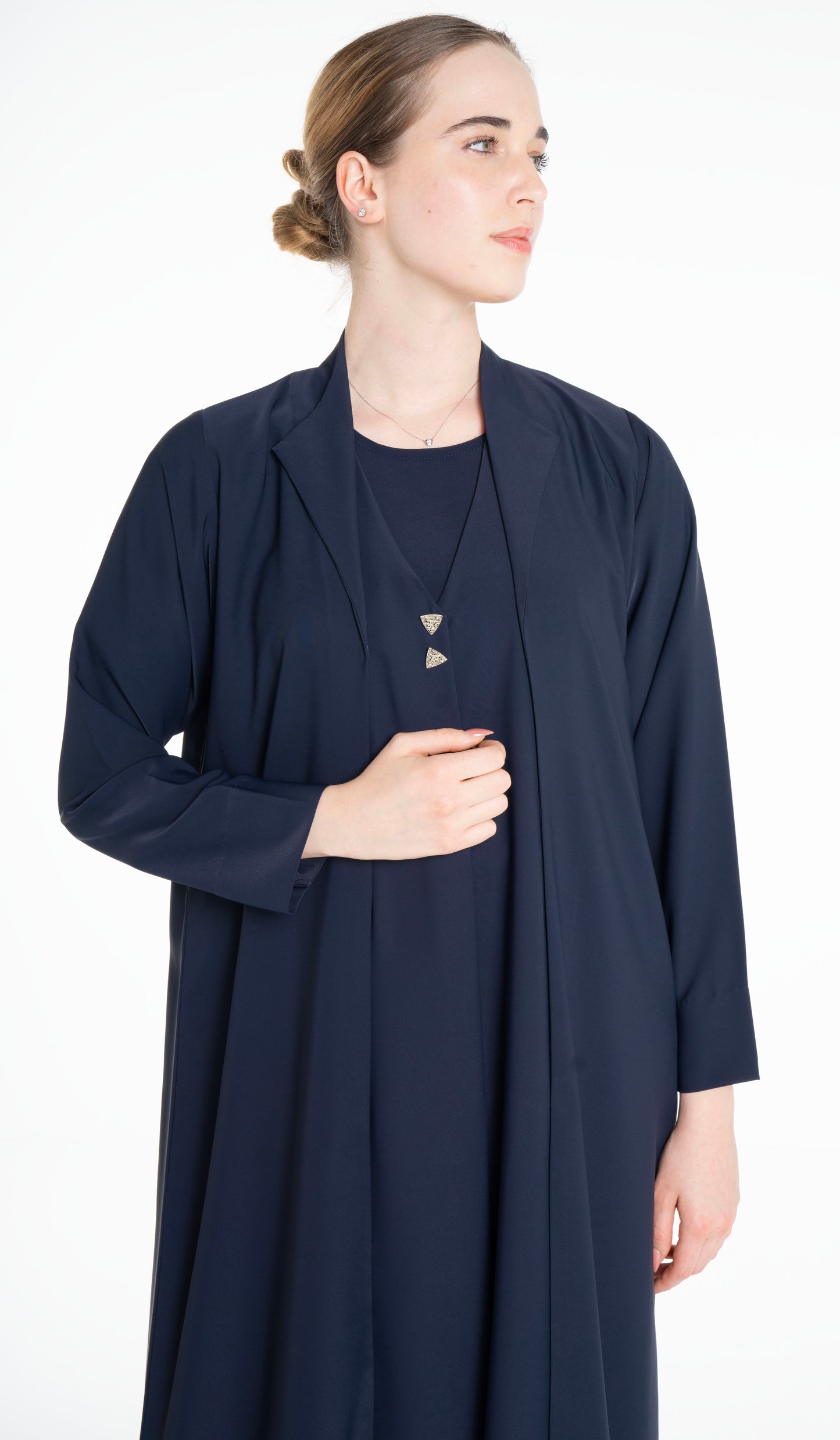 Collar Design Sada Abaya With Button Enhancing