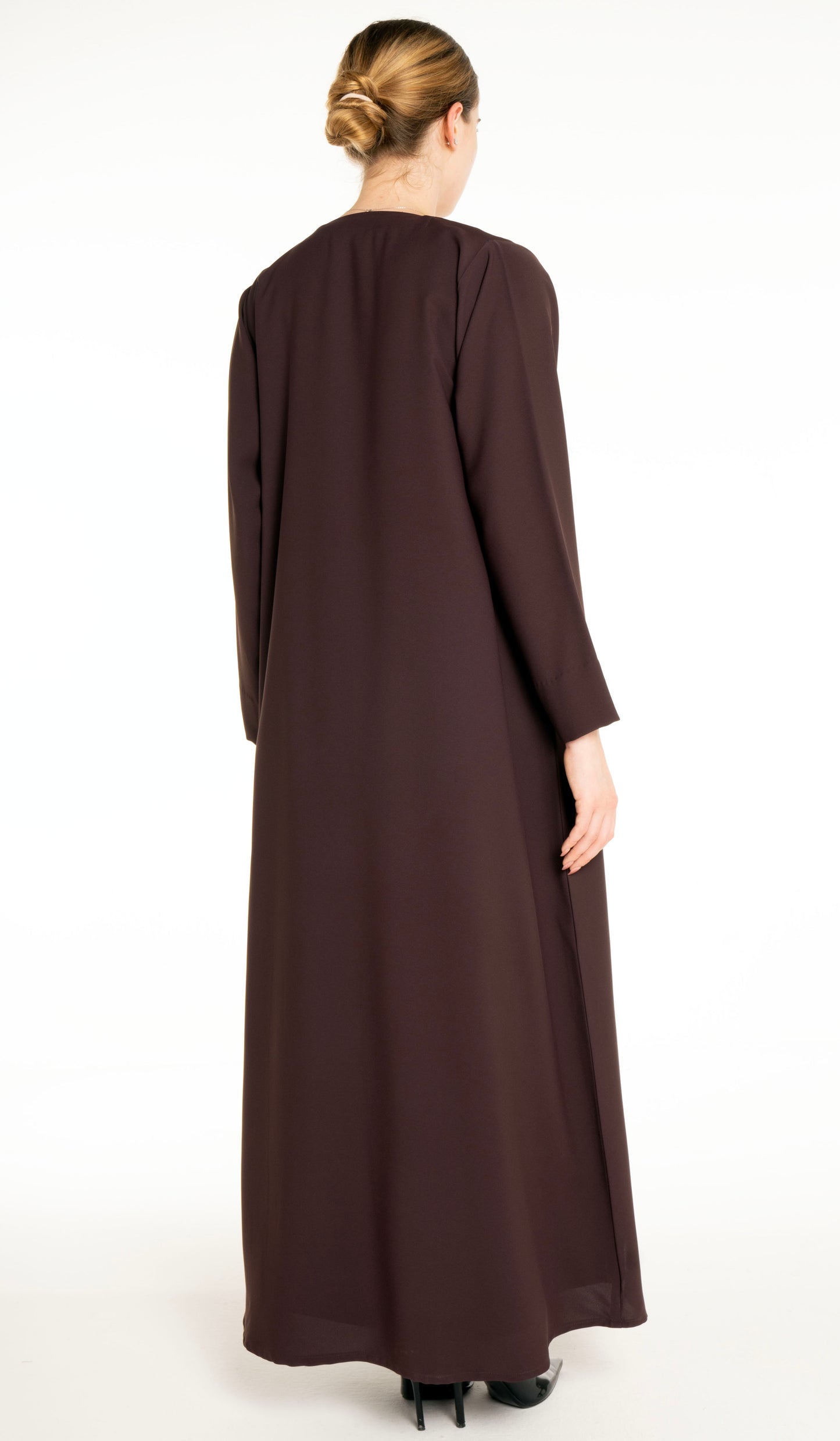Abaya With Floral Thread & Bead Embroidery On Front Line