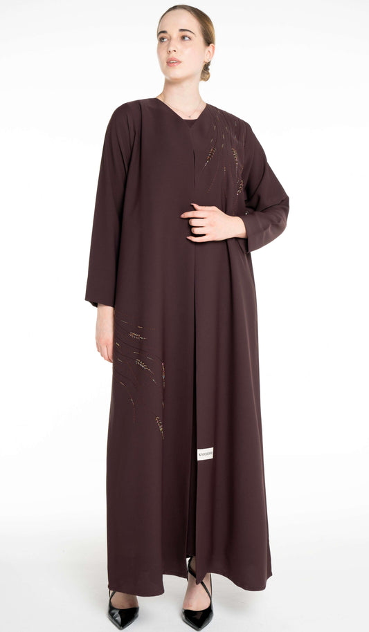 Simple Brown Thread & Bead Embellishment Design