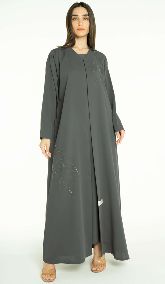 Simple Green Thread & Bead Embellishment Design