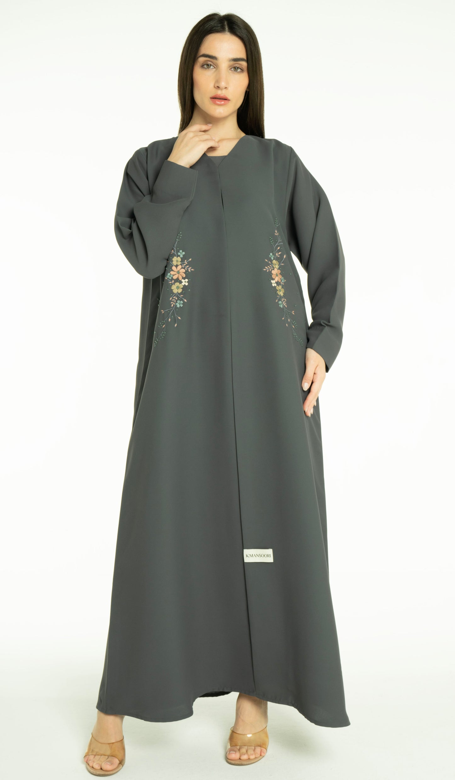 Beautiful Floral Hand Embroidery Design Abaya