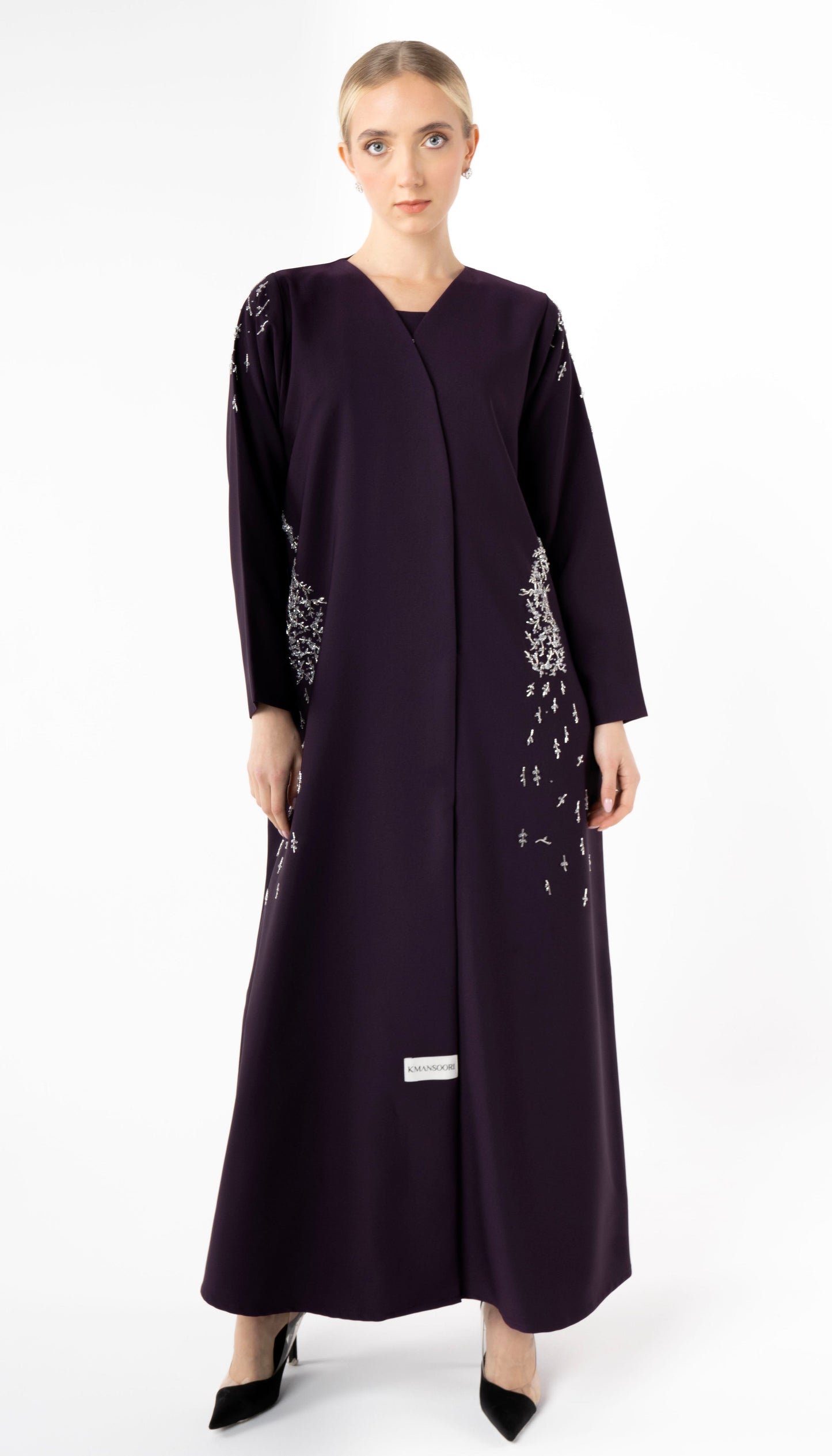 Purple Abaya with Embellishments on Sides And Sleeves
